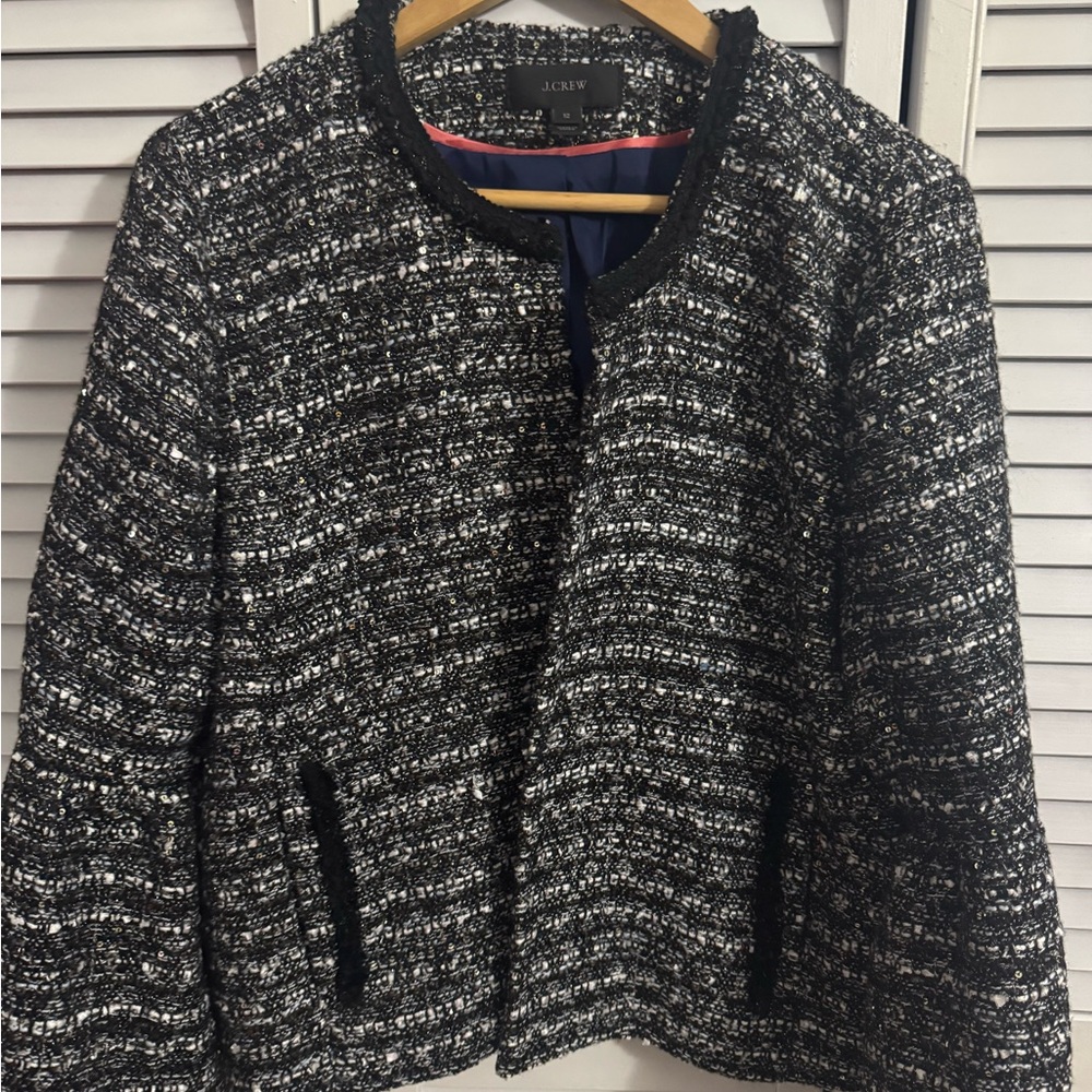 J. Crew Monochrome Tweed Blazer